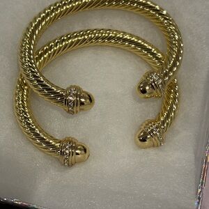 Elegant Gold-Tone Twisted Cuff Bracelets